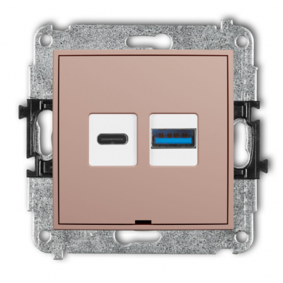 KARLIK MINI Ładowarka USB podwójna USB C + USB A, 20W max., bez pola opisowego łososiowy 62MCUSBBO-8 (62MCUSBBO-8)